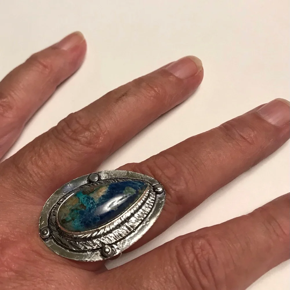 Azulite 925 Sterling Silver Ring - Picture 2 of 4